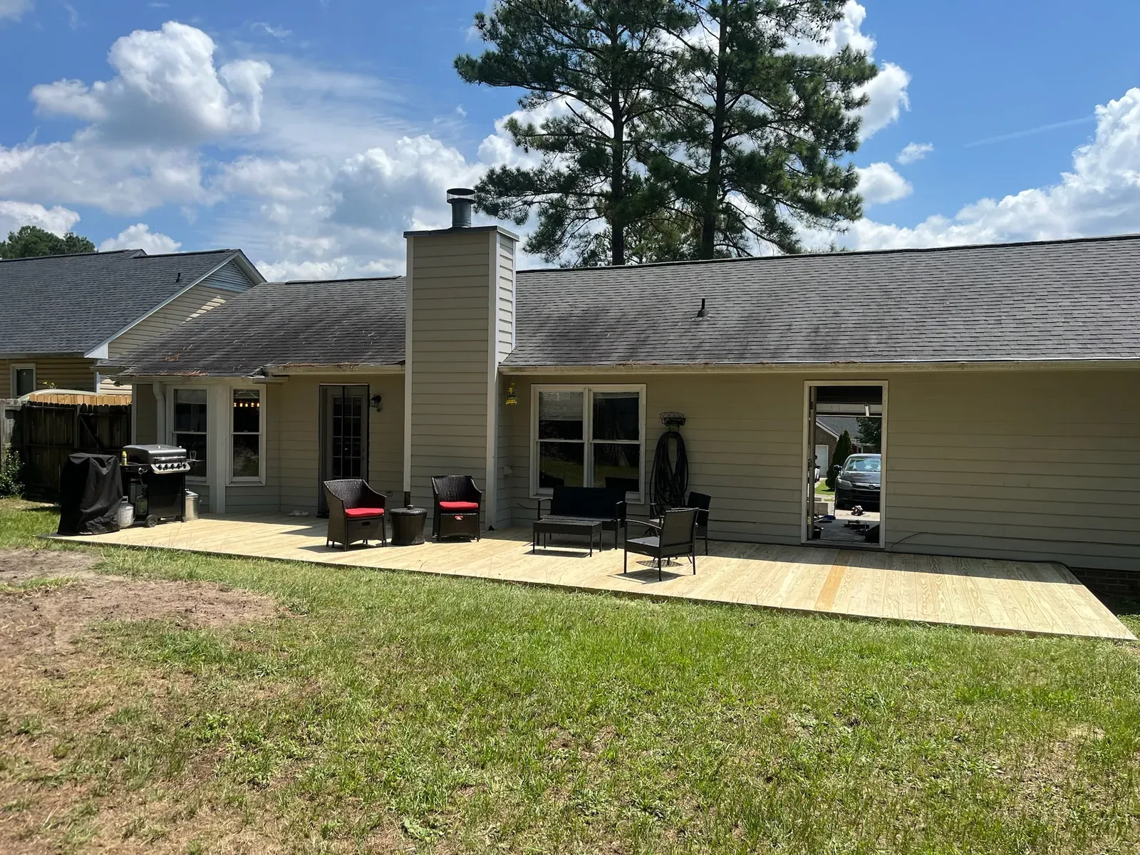 Daytime view of the completed entertaining deck
