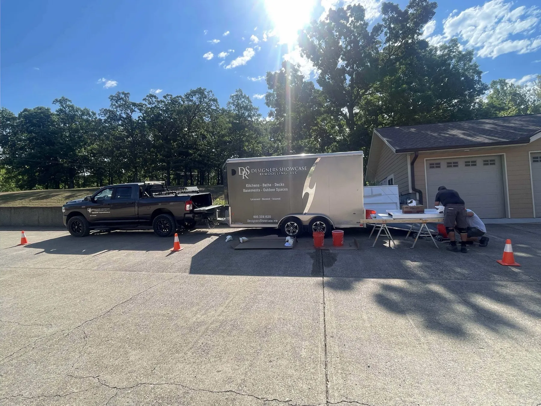 Remodeling team working on site