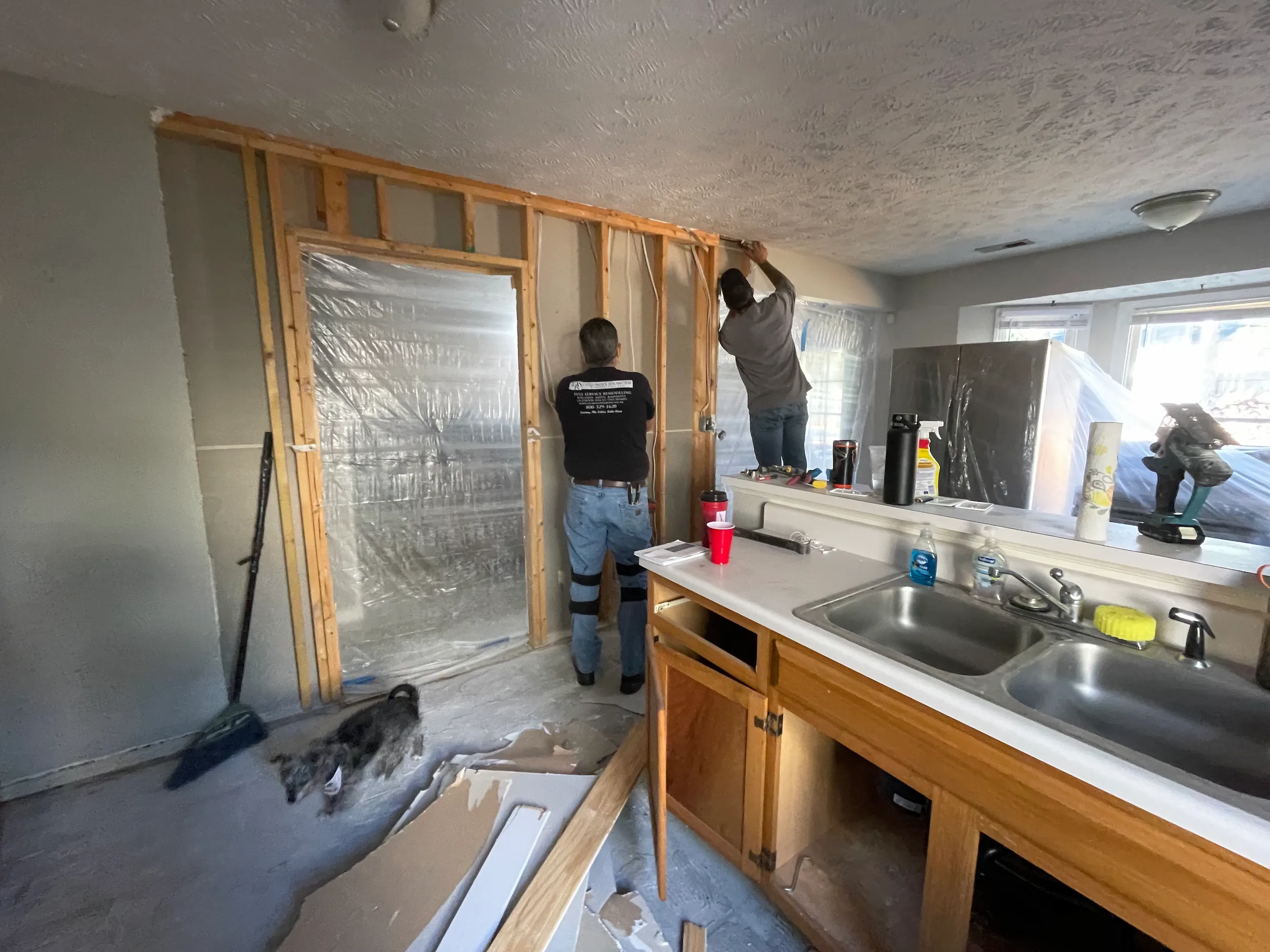 Kitchen during remodel wide view