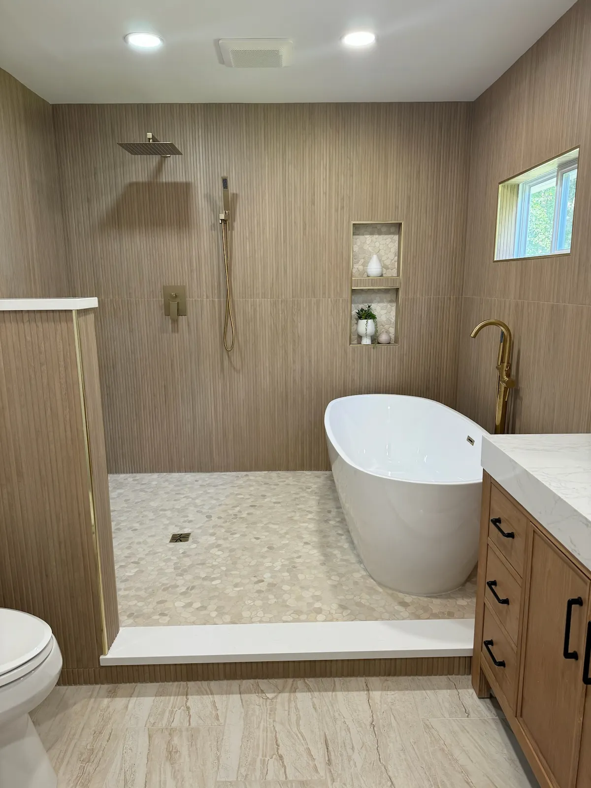 Brass rainfall shower detail