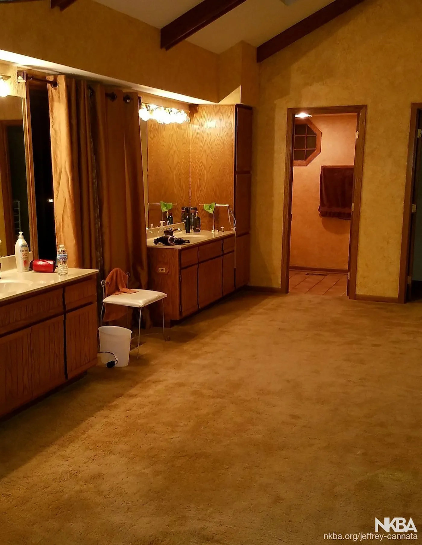 Master bathroom before vanity layout